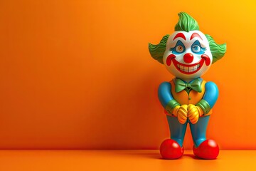 April Fools Day banner, funny clown circus performer background, place for text