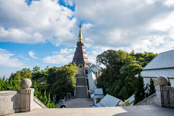 Pra Mahatat Noppamethanedon and Pra Mahatat Nopphonphusiri are the two very famous pagodas at Doi Inthanon mountain, Chiang Mai, Thailand