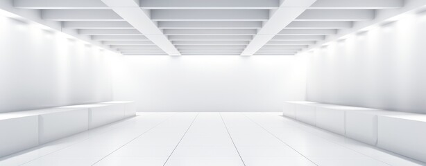 Abstract curve white wall and floor room hall tunnerl corridor Architech