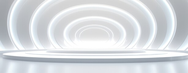 Abstract curve white wall and floor room hall tunnerl corridor Architech
