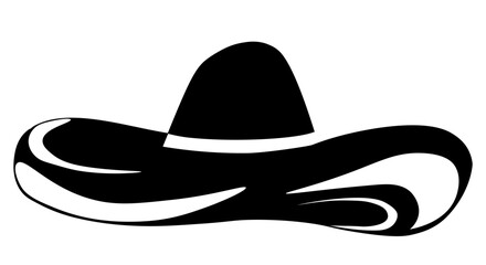 Mexican sombrero. Traditional holiday item. Vector stock illustration. A straw hat with a wide brim. Isolated on a white background. 