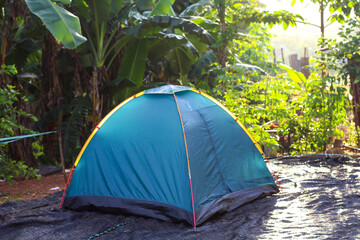 the cone tent is exposed to the morning sun, this activity is family camp day