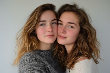 Two young women posing for a photo together. Generative AI.