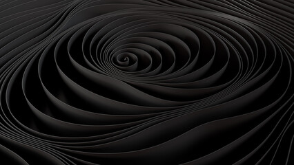 3d rendering of black wavy background. Computer digital drawing.