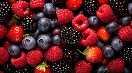 Multi-colored berries placed in a plate on a white background