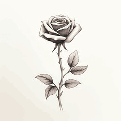 Hand drawn vector outline of a delicate rose perfect for elegant floral designs