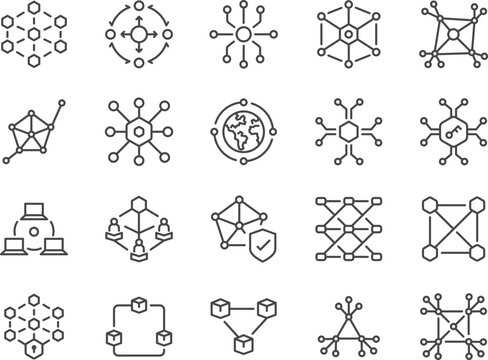 Decentralized icon set. It included centralization, Decentralization, and more icons. Editable Vector Stroke.