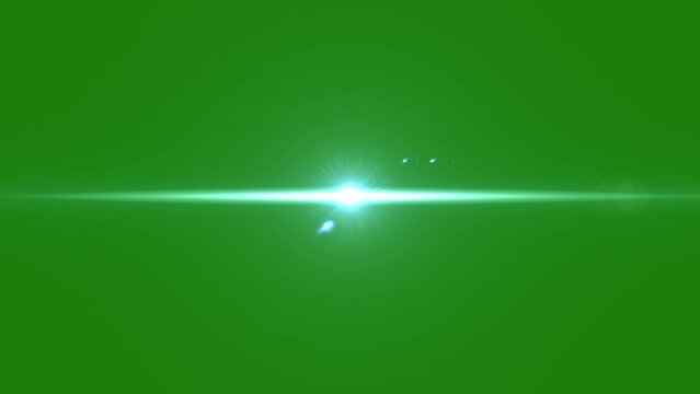 Realistic light flares laser beam. green screen