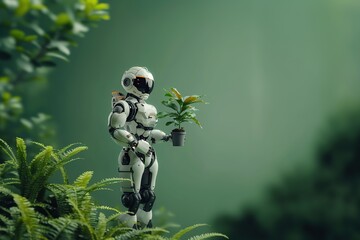 Fototapeta premium cyborg and plant