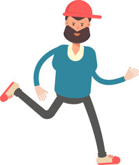Man Wearing Red Cap Character Running
