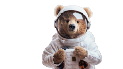 Adorable Bear in astronaut custom isolated on transparent background