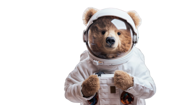 Adorable Bear in astronaut custom isolated on transparent background