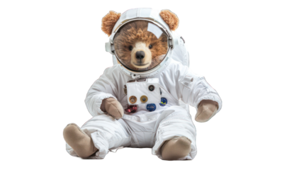 Adorable Bear in astronaut custom isolated on transparent background