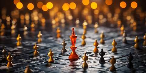 Figure play in board games.. Chess board game concept of business ideas and competition and strategy ideas concep