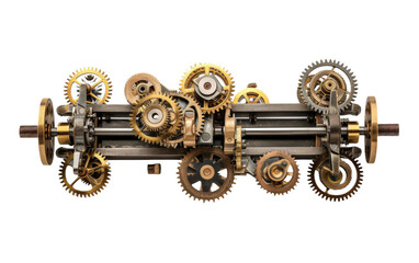 Exploring the Mechanical Gear Train System with Spur Gears and Shaft On Transparent Background. - obrazy, fototapety, plakaty