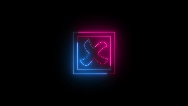 Neon checkbox icon blue pink color animation black background
