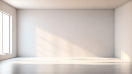 White background for product presentation. Empty room with window shadows. room with space for...