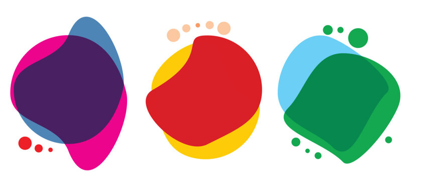 Set of three colors of flat design modern amoeba banners. Vector illustration.eps10