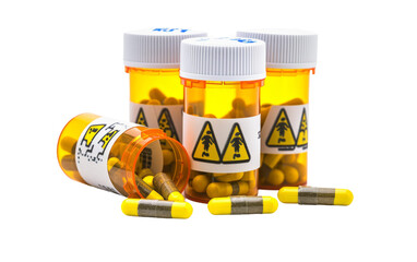 Pharmacists Prescription Drug Safety Warning Signs On Transparent Background.
