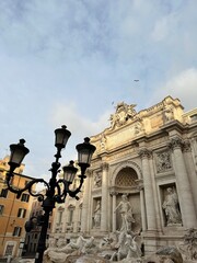 Majestic Trevi fountain in Rome street view