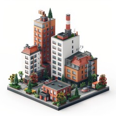 Pocket-sized Apartment Complex, on isolated white background, Generative AI