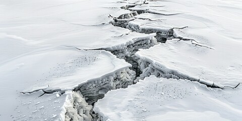 Obraz premium Breaks in ice on frozen expanse, cool and sharp, natural design