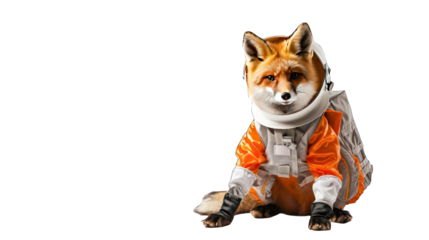 Fox in astronaut costume isolated on transparent background