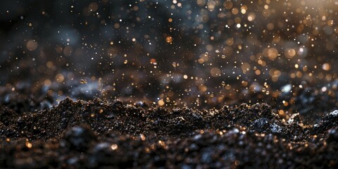 Wet earth dirt brush splatter, dark and rich, fertile look