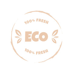 Eco, bio, organic and natural products sticker, label, badge and logo. Ecology icon. Logo template with green leaves for organic and eco friendly products. Vector illustration