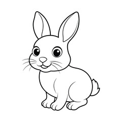 Vector of Coloring page outline of cartoon cute little rabbit