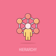 Corporate organization chart people vector icon in comic style. People cooperation cartoon illustration on isolated background. Teamwork splash effect business concept.