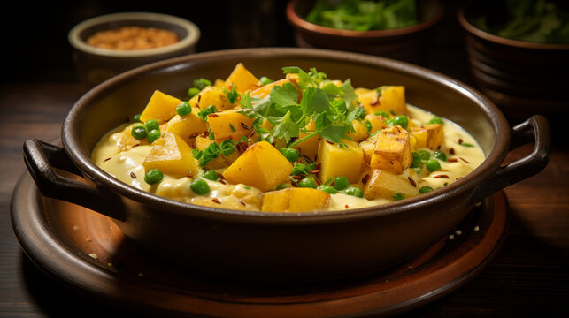 Savoring Shigatse: Yoghurt Curry Delight with Potatoes and Peas, a Taste of Tibetan Gastronomy