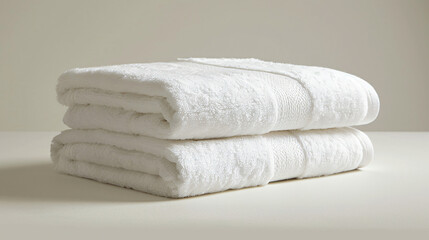 Fototapeta na wymiar Folded clean white bath towels