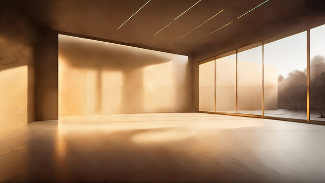 Modernes leeres Design Zimmer bei Abendsonne 