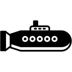 Submarine glyph and line vector illustration