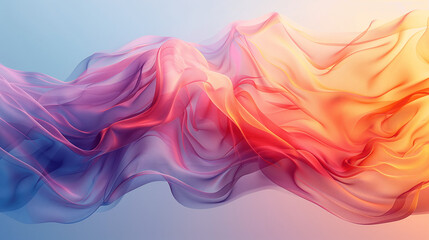 Abstract Flowing Fabric in Gradient Hues of Pink, Orange, and Blue
