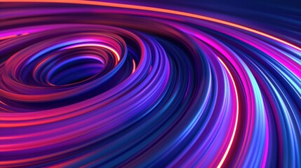 Fototapeta premium Neon glowing lines, waves, circles. Bright, purple, abstract background for advertising music, radio, speed, technology.