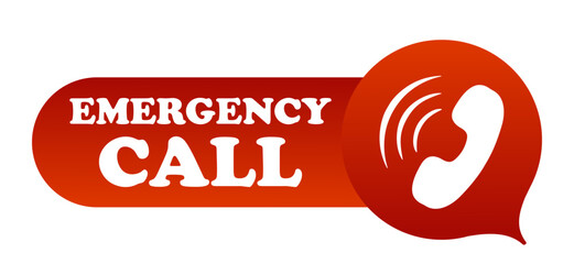 Emergency call banner with landline phone. SOS, distress call, urgent Care, help, announcement, save, rescue, salvage, contact us, rescuers, Fire Department, police. Vector illustration