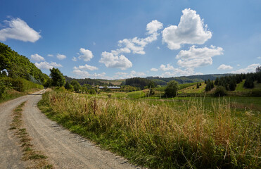 Fototapeta na wymiar Landschaft im Sauerland, Eslohe-Cobbenrode, Hochsauerlandkreis, NRW, Deutschland, Germany, 2023