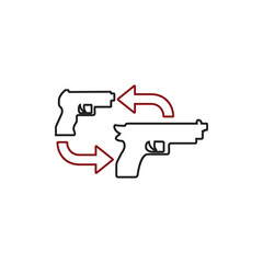 Gun function arrow icon design vector graphic of template, sign and symbol, line style 