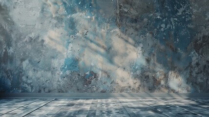 Illustration AI horizontal abstract icy blue textured wall with shadows. Background, textures.