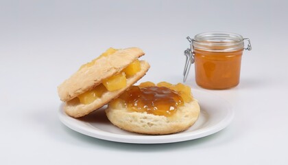 biscuit with pineapple jam on white