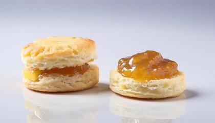 Fototapeta premium biscuit with pineapple jam on white