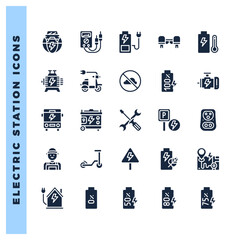 25 Electric Station Glyph icons pack. vector illustration.