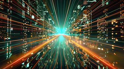 Colorful light burn with particles. Abstract motion explosion of glowing energy in the cosmic universe, evoking a spectacular celebration of futuristic design and illustration