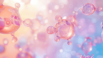 Bright, colorful background with abstract shapes in 3D style
