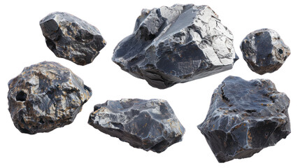 Asteroids isolated on transparent background