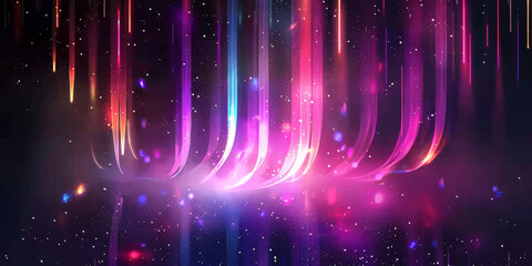  purple, pink, and blue lights neon wave  background, neon color glowing lines on black background
