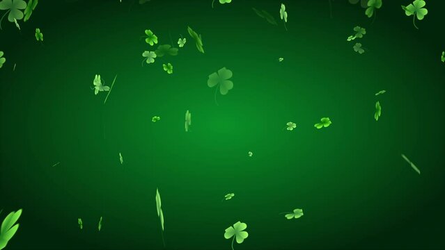 Saint Patrick's Day 4K Shamrock with particles, Falling shamrock leaves Saint Patrick's day background