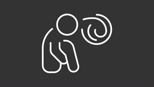 Mental disorders animation library. Personality issues animated white line icons. Decision making problems. Isolated illustrations on dark background. Transition alpha. HD video. Icon pack